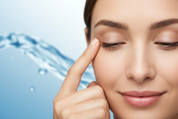 LADY WITH DRY EYES RUBBING HER EYES