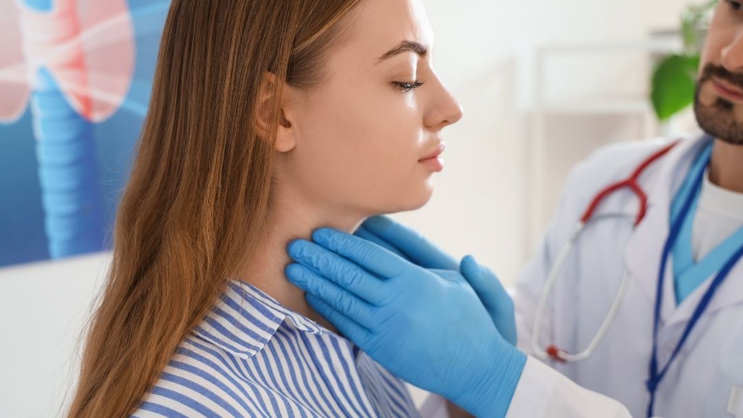 Thyroid health illustration showing tiredness and hormone-related symptoms