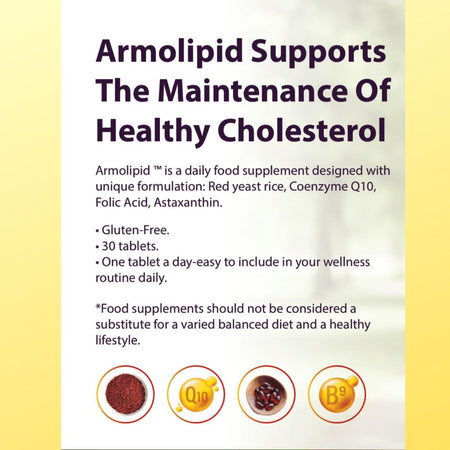 Advertisement for Armolipid supplement on a light yellow background