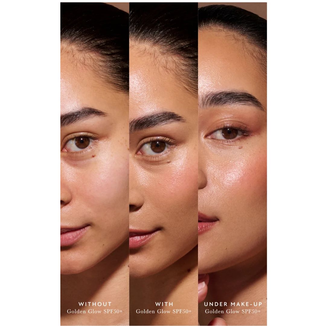Airyday Golden Glow SPF50+ Dreamscreen 'WITHOUT/WITH/UNDER MAKE-UP' images 
