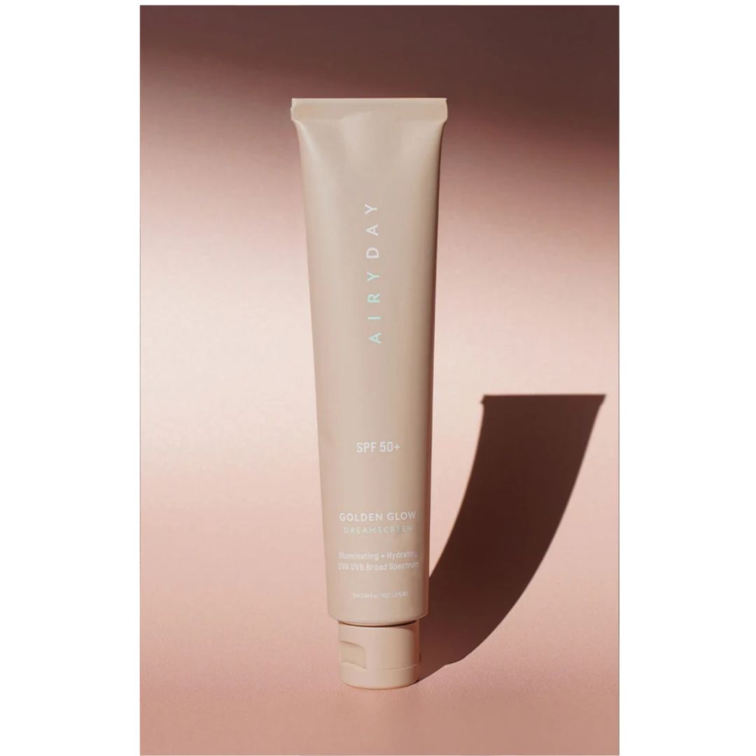 Airyday Golden Glow SPF50+ Dreamscreen on a pink background