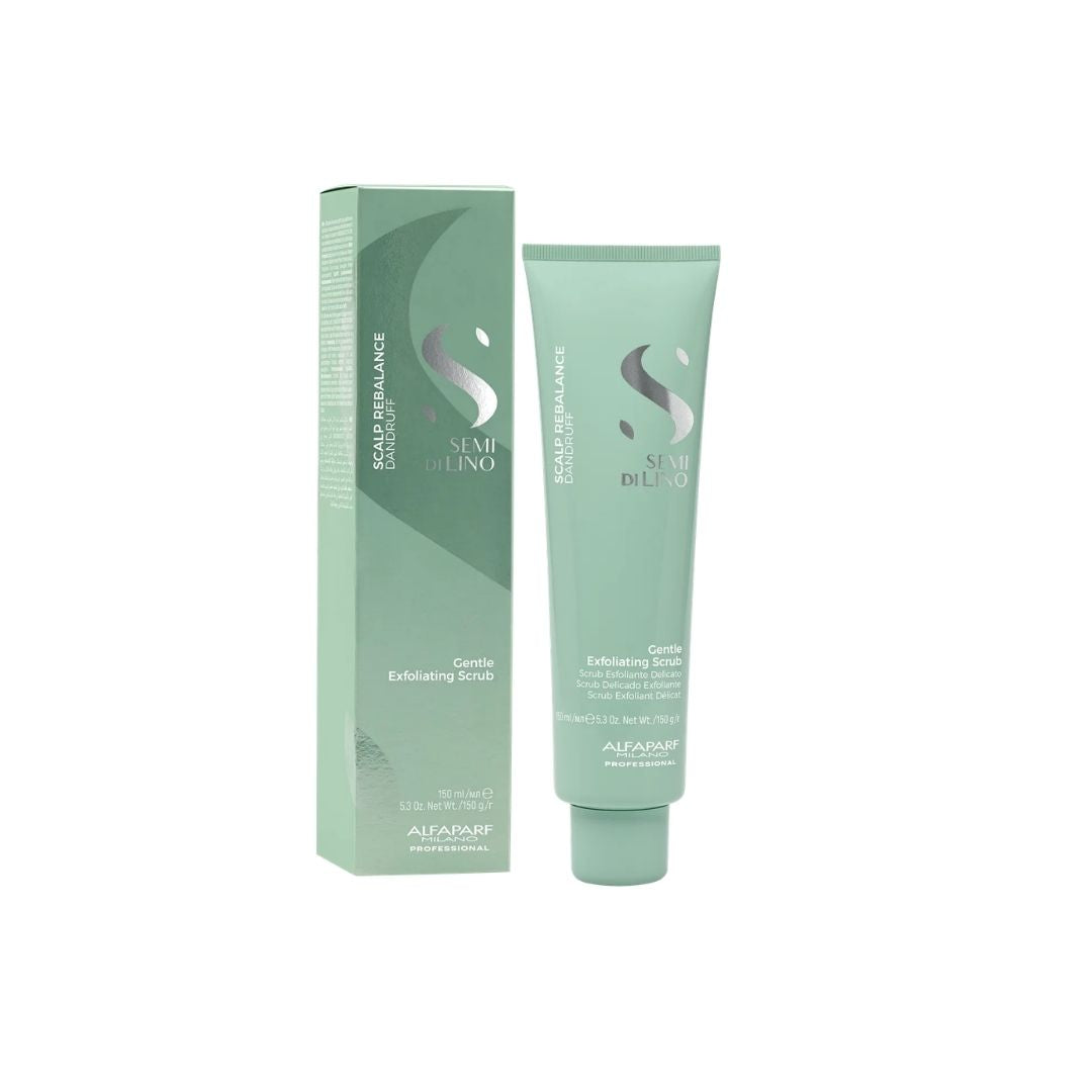 Alfaparf Semi di Lino Scalp Rebalance Gentle Exfoliating Scrub packaging and container on a white background
