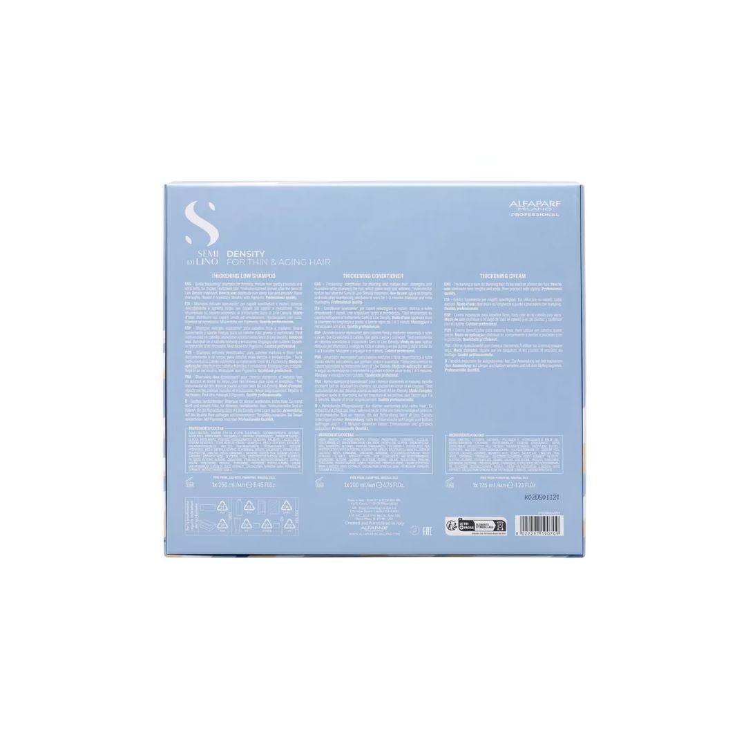 Alfaparf Milano Semi Di Lino Density Gift Set (rear angle) on a white background