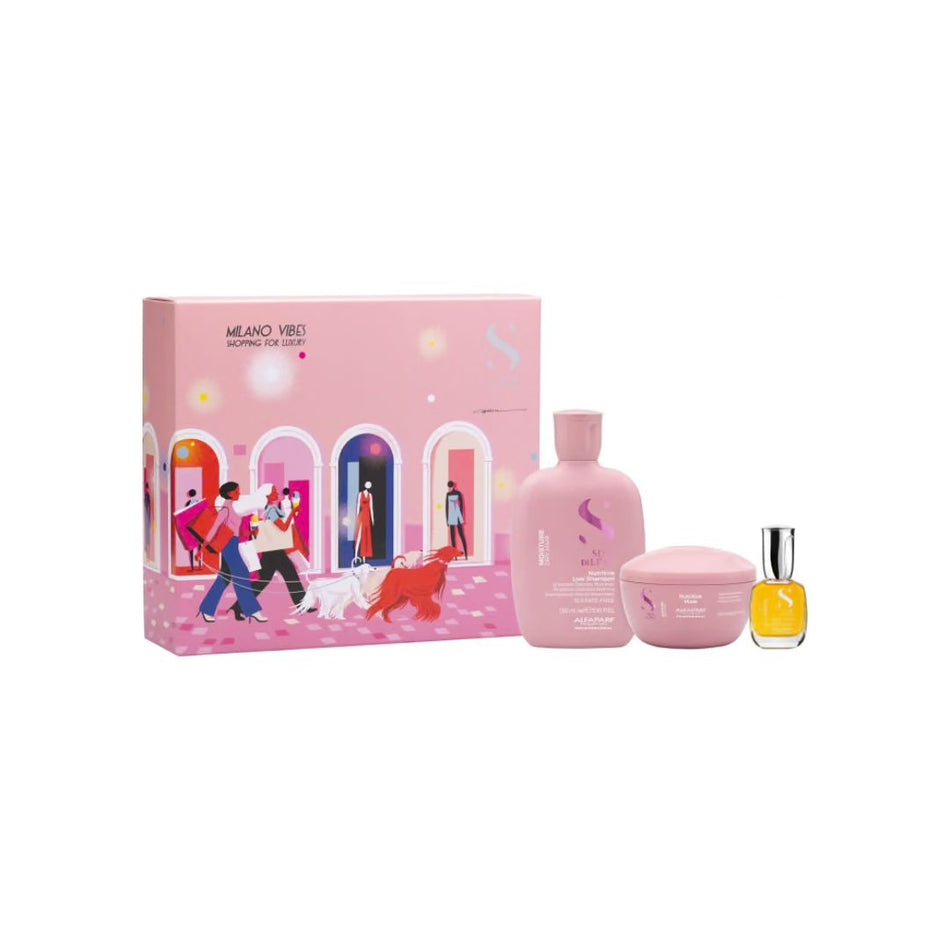 Alfaparf Milano Semi di Lino Moisture Gift Set on a white background