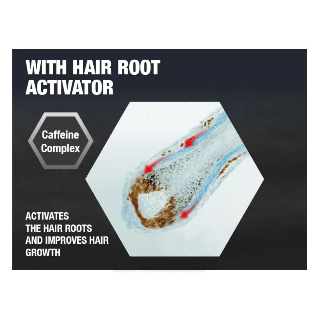 Alpecin Caffeine Liquid Hair Energizer graphic depicting how the product works