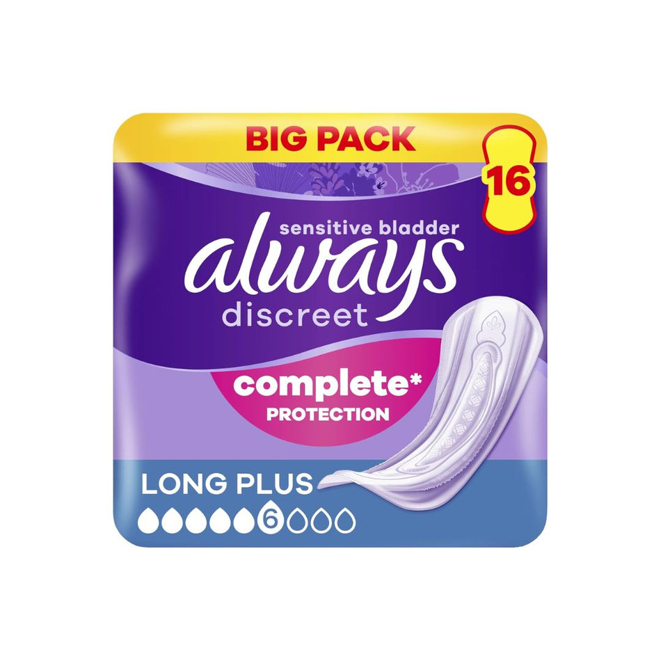 Always Discreet Long Plus Incontinence Pads 16 Pack