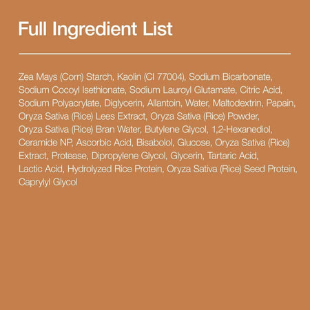 Full ingredient list on a brown background