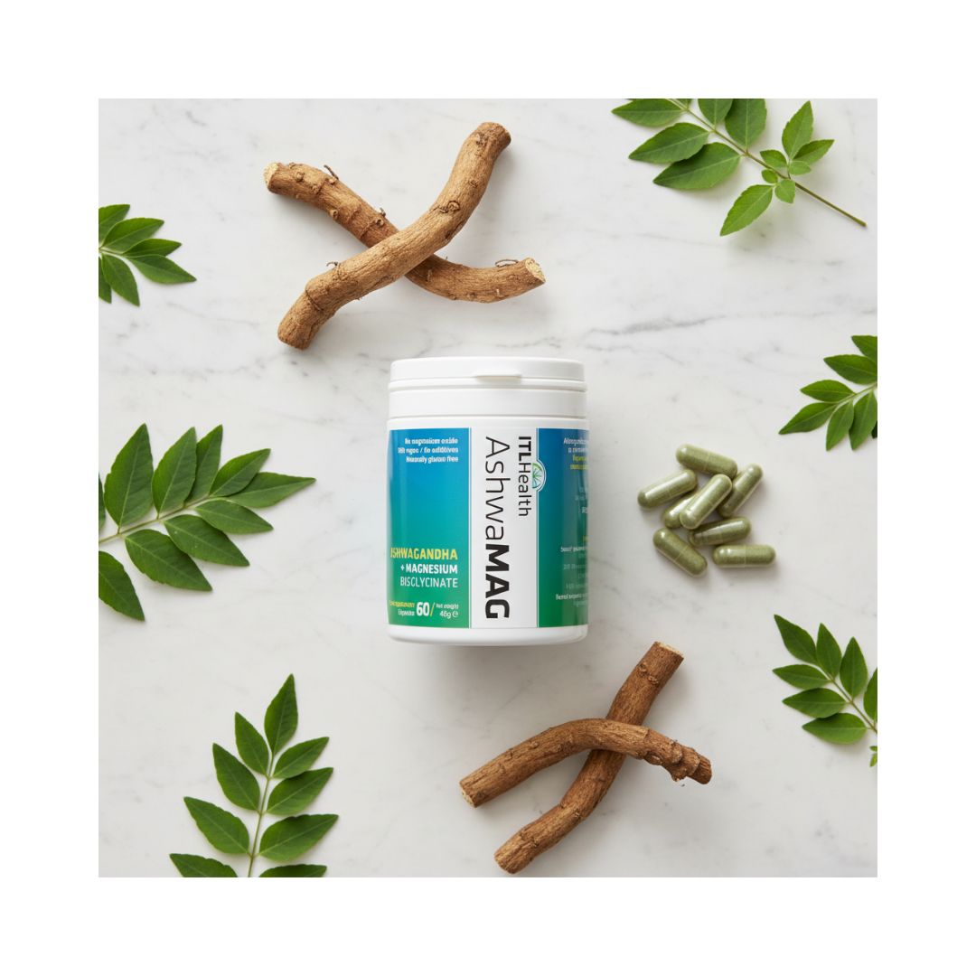 AshwaMAG Capsules on a foliage background