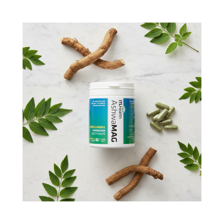 AshwaMAG Capsules on a foliage background