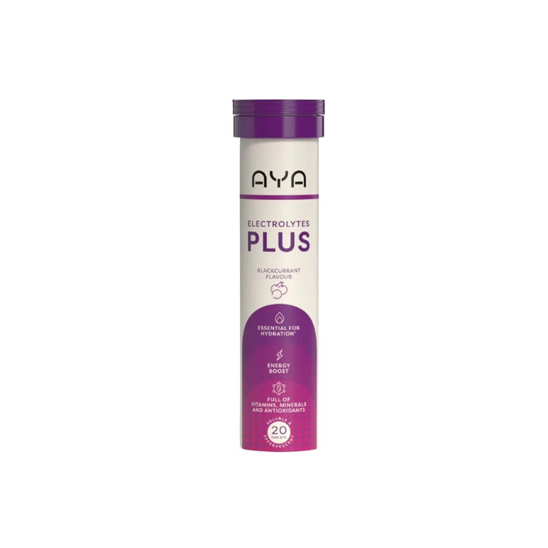 Aya Electrolytes plus Blackcurrant container