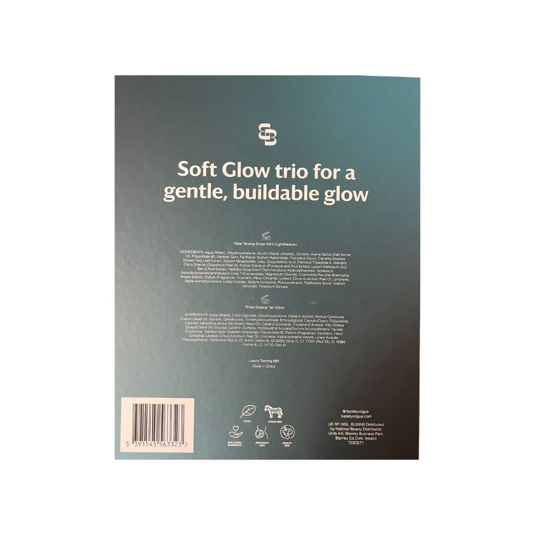 Bare by Vogue Soft Glow Gift Set packaging (rear angle) on a white background