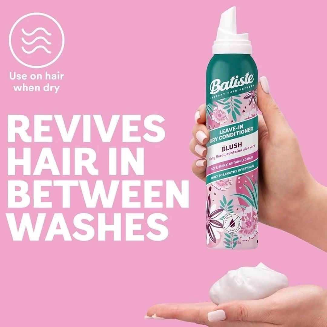 Baliste leave-in spray conditioner bottle with floral design on a pink background