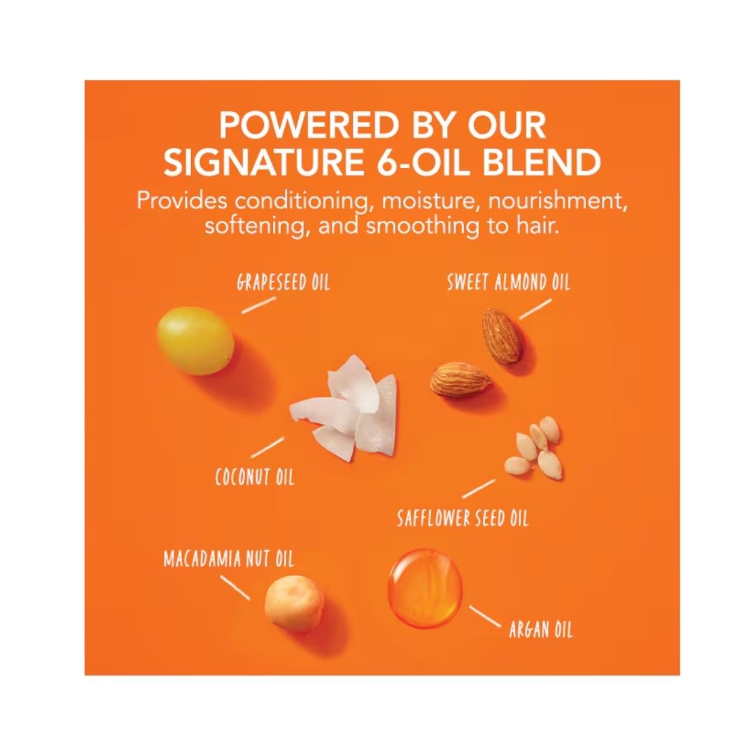 Bumble and bumble Hairdresser's Invisible Oil Shampoo 250ml 'POWERED BY OUR SIGNATURE 6-OIL BLEND' graphic on an orange background