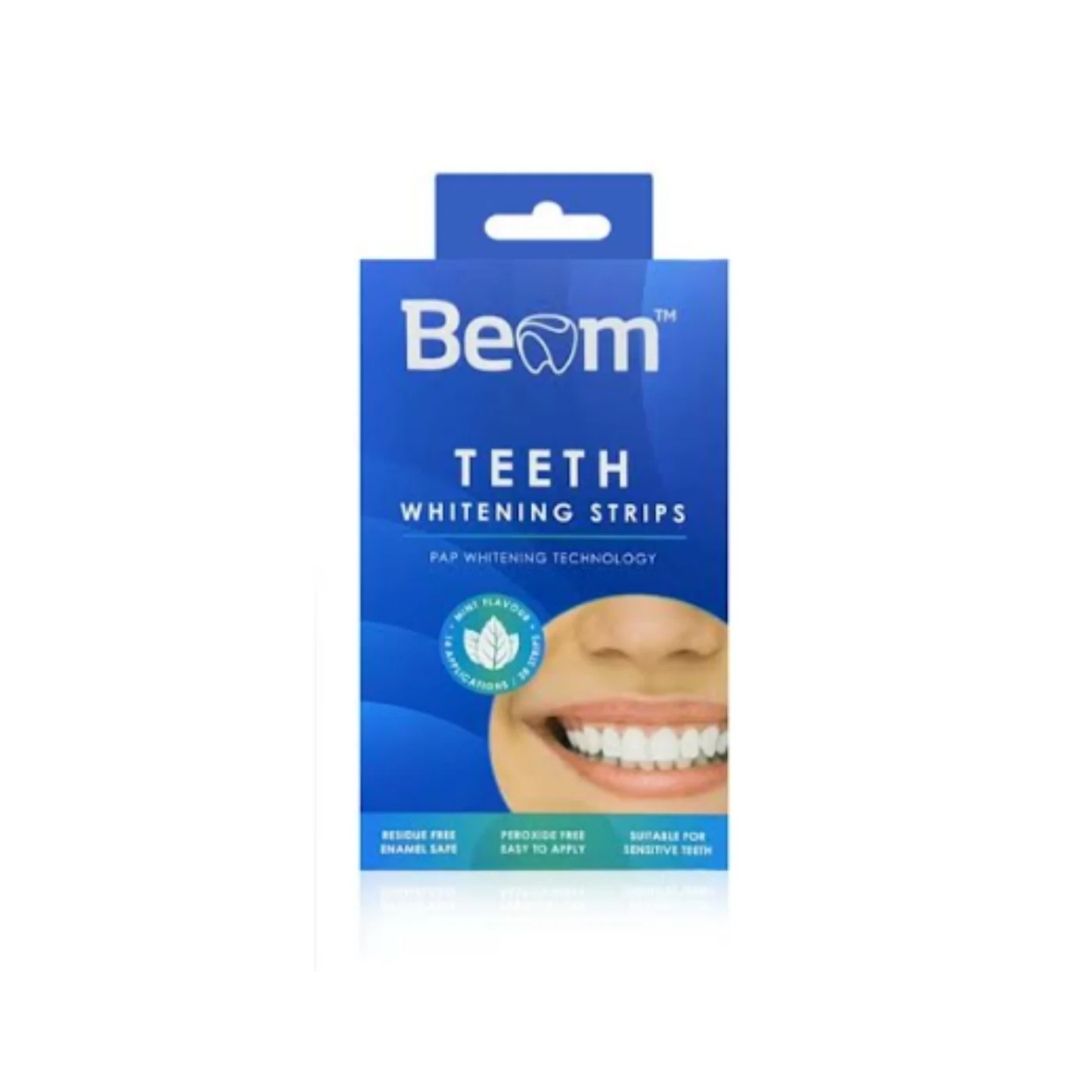 Beam Teeth Whitening Strips 7 Applications packaging on a white background
