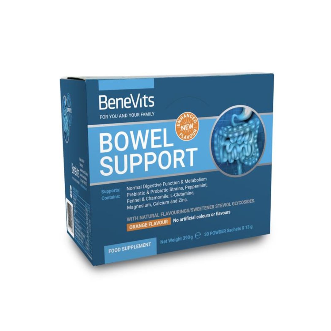 BeneVits Bowel Support 30 Sachets packaging on a white background
