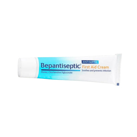 Bepantiseptic first aid cream tube on a white background