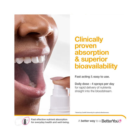 Better You Boost Vitamin B12 Daily Oral Spray absorption and dosage graphic