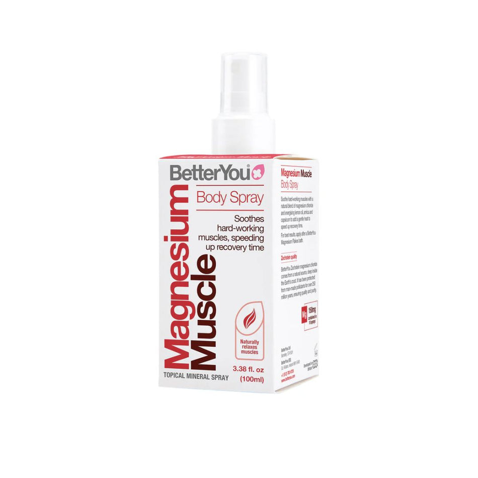 Better You Magnesium Muscle Body Spray container on a white background