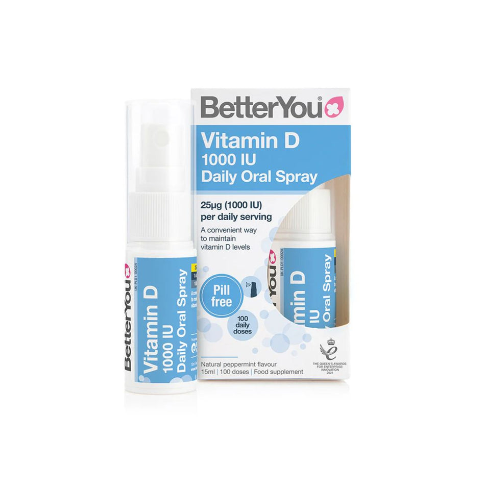 Better You Vitamin D 1000IU Daily Oral Spray bottle and packaging