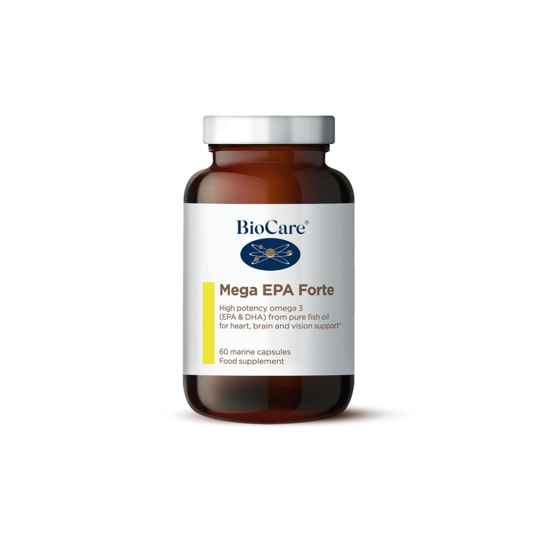 BioCare Mega EPA Forte bottle on a white background