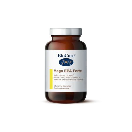 BioCare Mega EPA Forte bottle on a white background