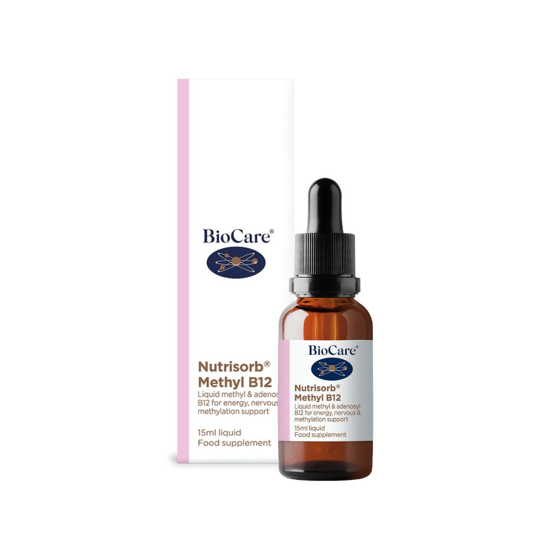 BioCare Nutrisorb Methyl B12  Packaging and Dropper on white background