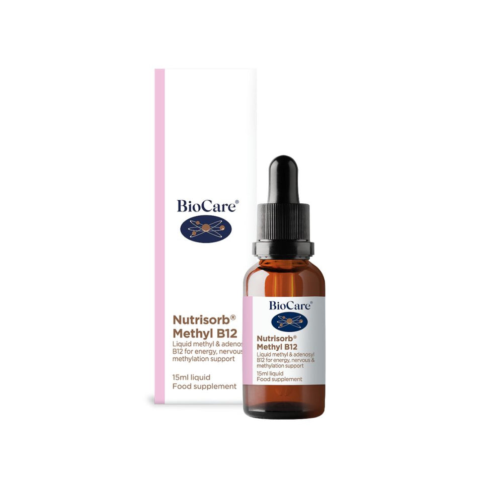 BioCare Nutrisorb Methyl B12  Packaging and Dropper on white background