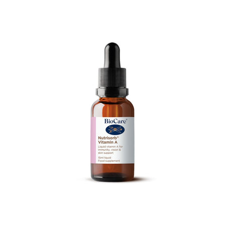 BioCare Nutrisorb Vitamin A dropper on a white background