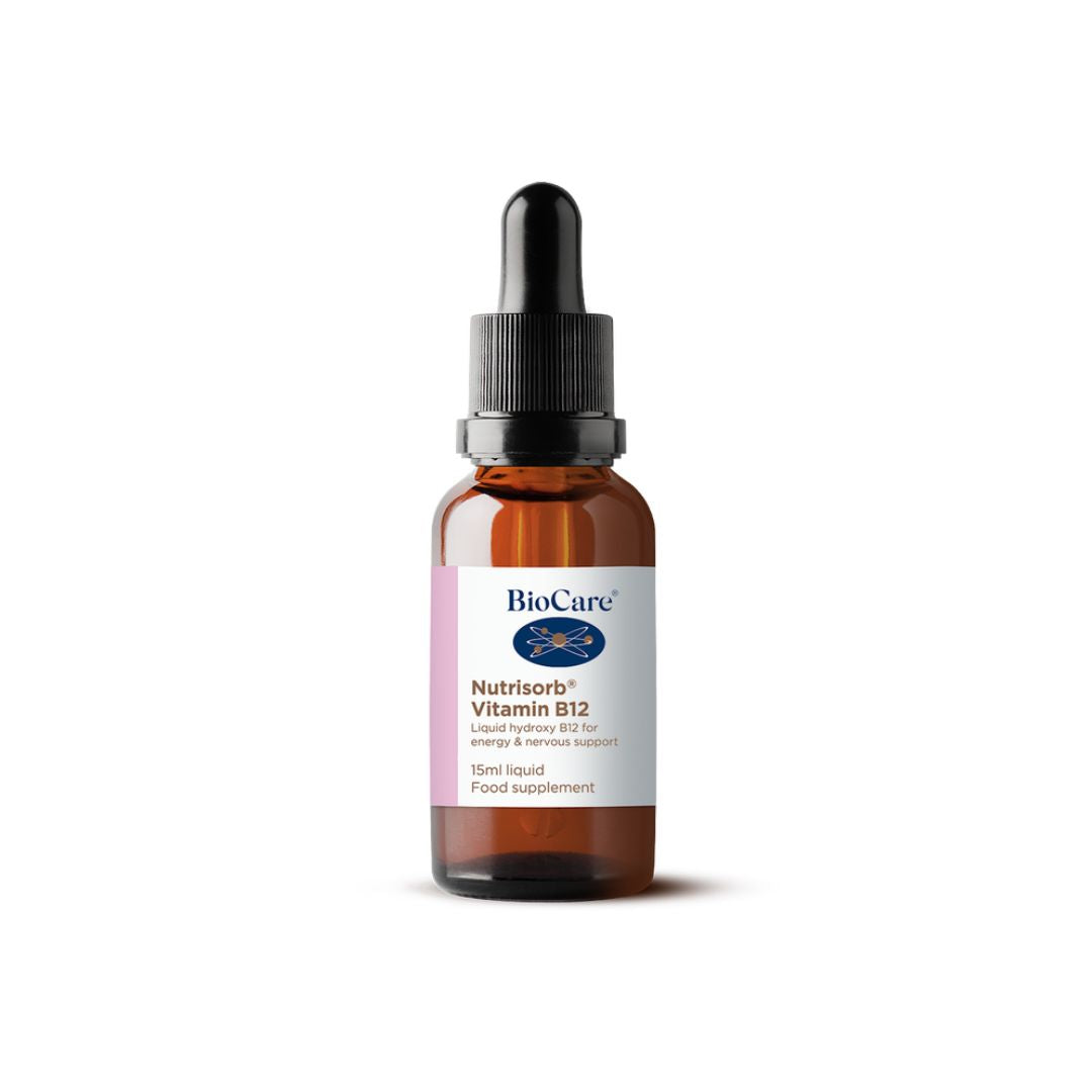 BioCare Nutrisorb Vitamin B12 dropper on a white background