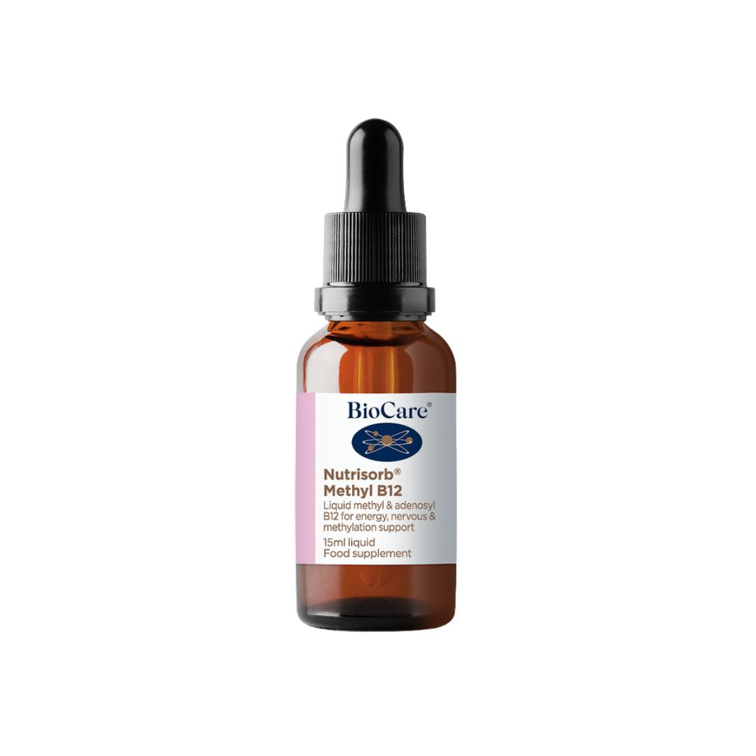 BioCare Nutrisorb Methyl B12 dropper on white background