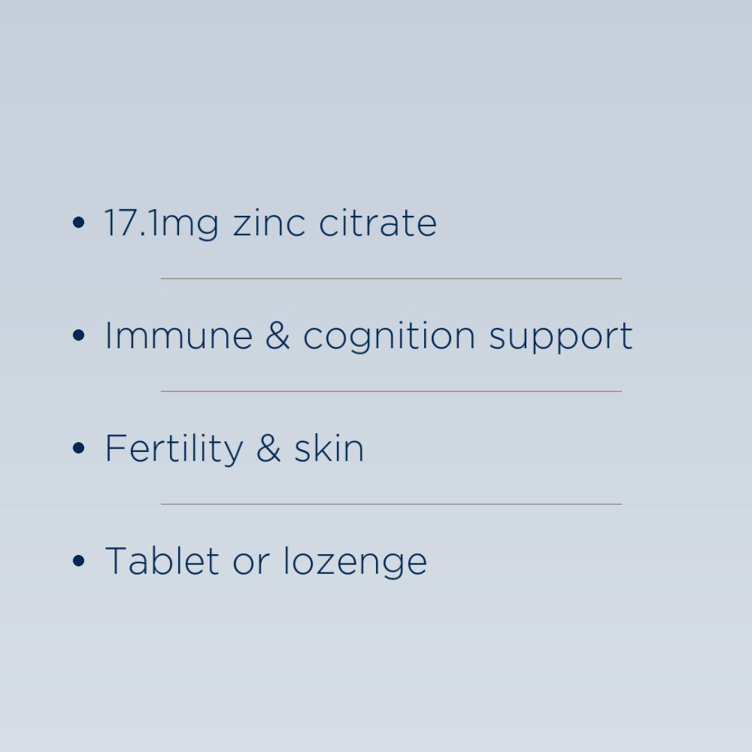 BioCare Zinc Citrate 90 Tablets - product benefits graphic