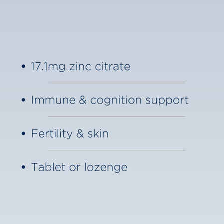 BioCare Zinc Citrate 90 Tablets - product benefits graphic