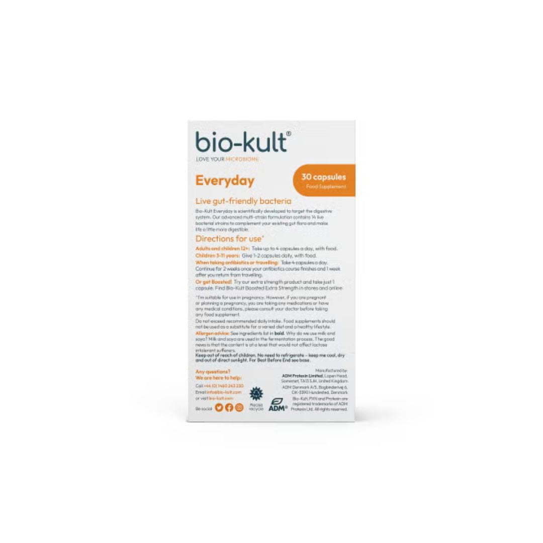 BioKult Everyday Probiotics packaging from the back on a white background