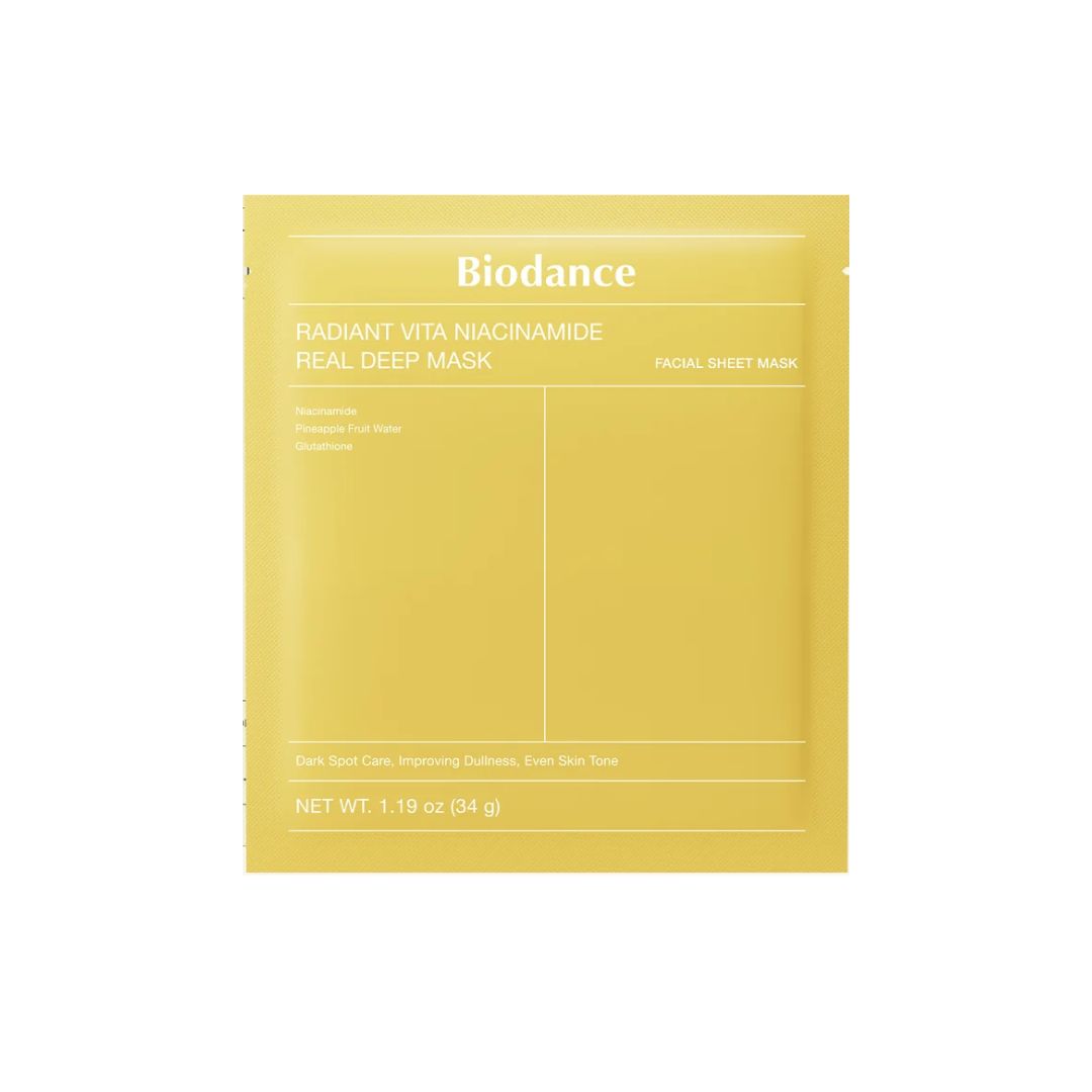 Biodance Radiant Vita Niacinamide Real Deep Mask on a white background