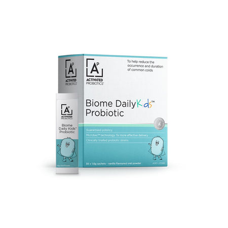 Activated Probiotics Biome Daily Kids 30 Sachets on a white background