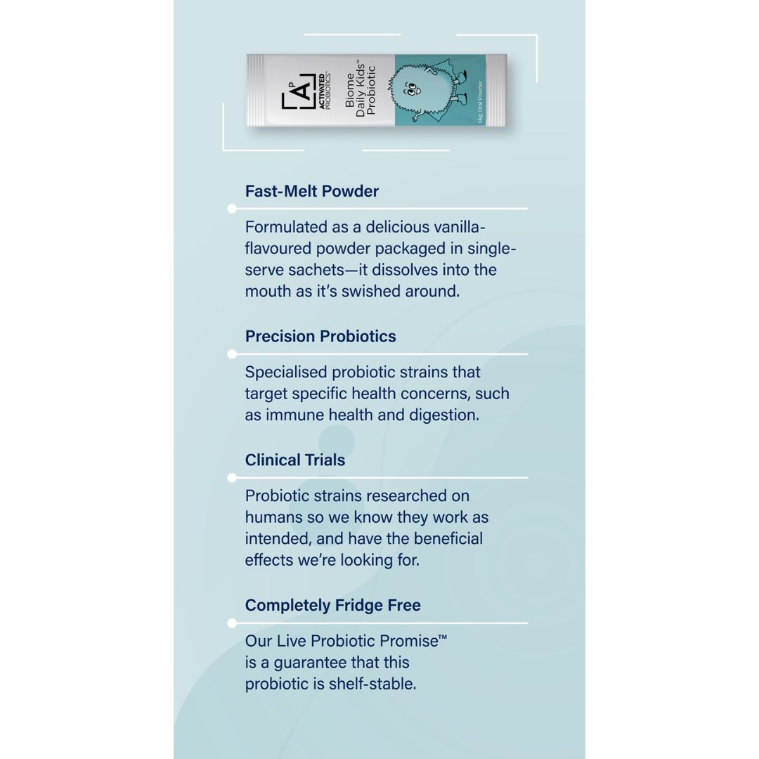 Activated Probiotics Biome Daily Kids 30 Sachets product benefits