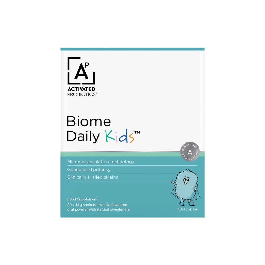 Activated Probiotics Biome Daily Kids 30 Sachets on a white background