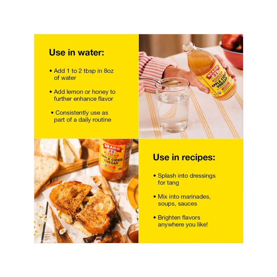 Bragg Apple Cider Vinegar usage information graphic