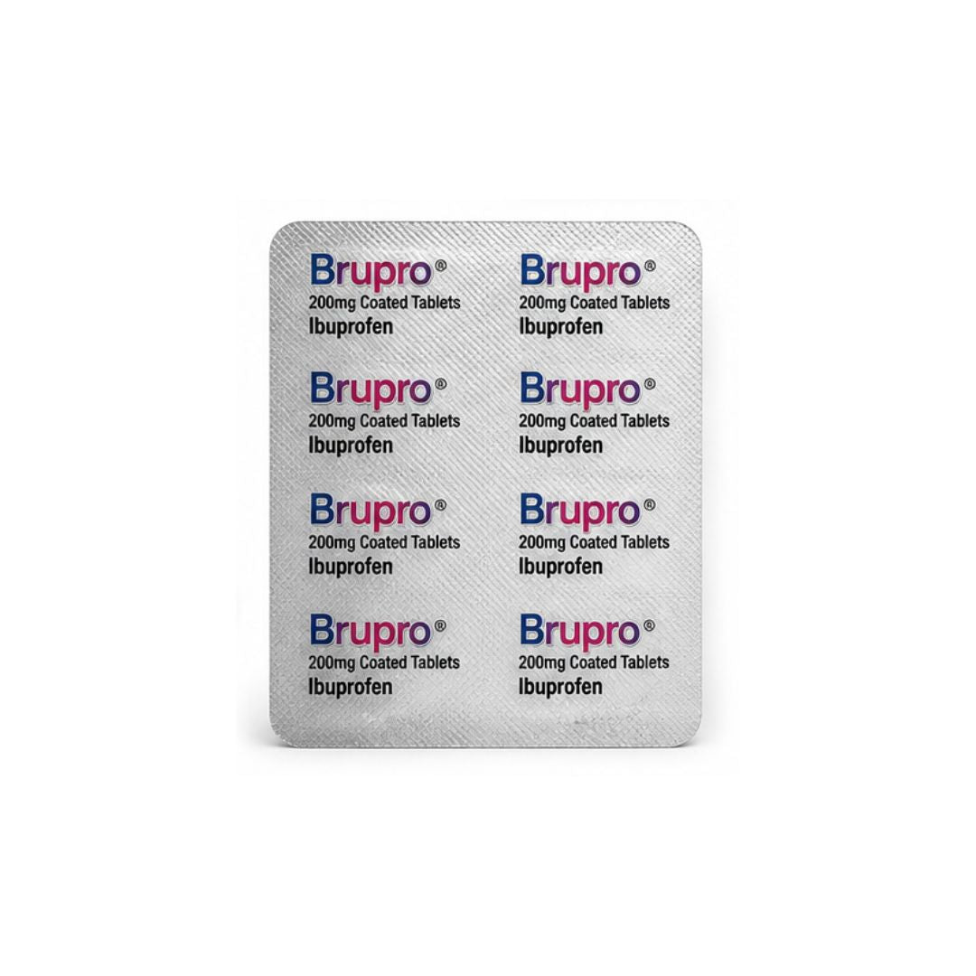 Brupro 200mg Ibuprofen Tablet Foil on a white background