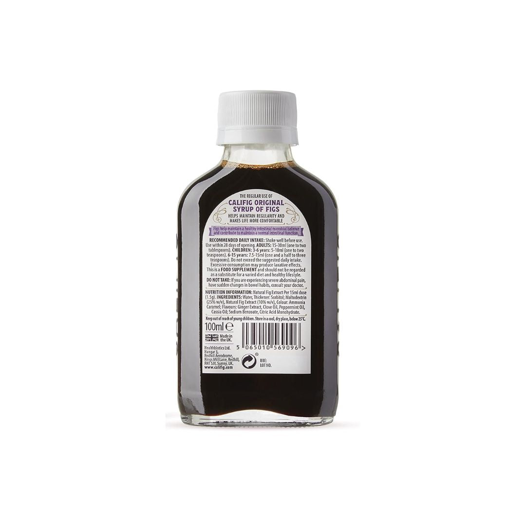 Califig Syrup of Figs 100ml (rear angle) on a white background
