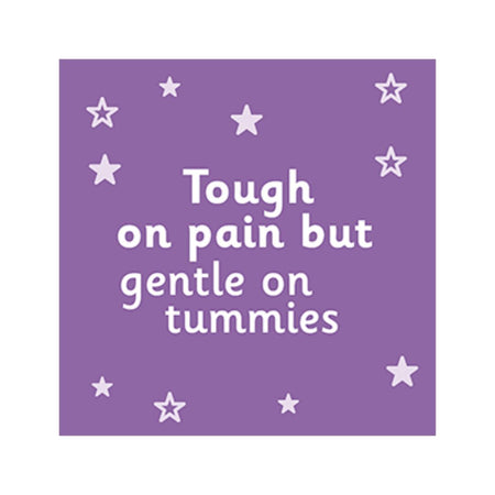 Calpol Infant 120mg/5ml Oral Suspension 'Tough on pain' graphic on a white background