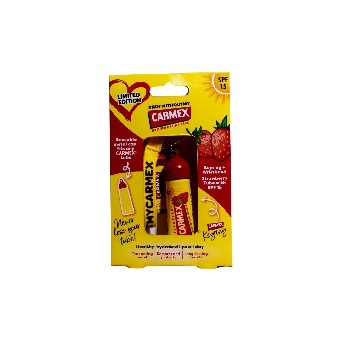 Carmex Limited Edition Keyring Gift Set packaging on a white background