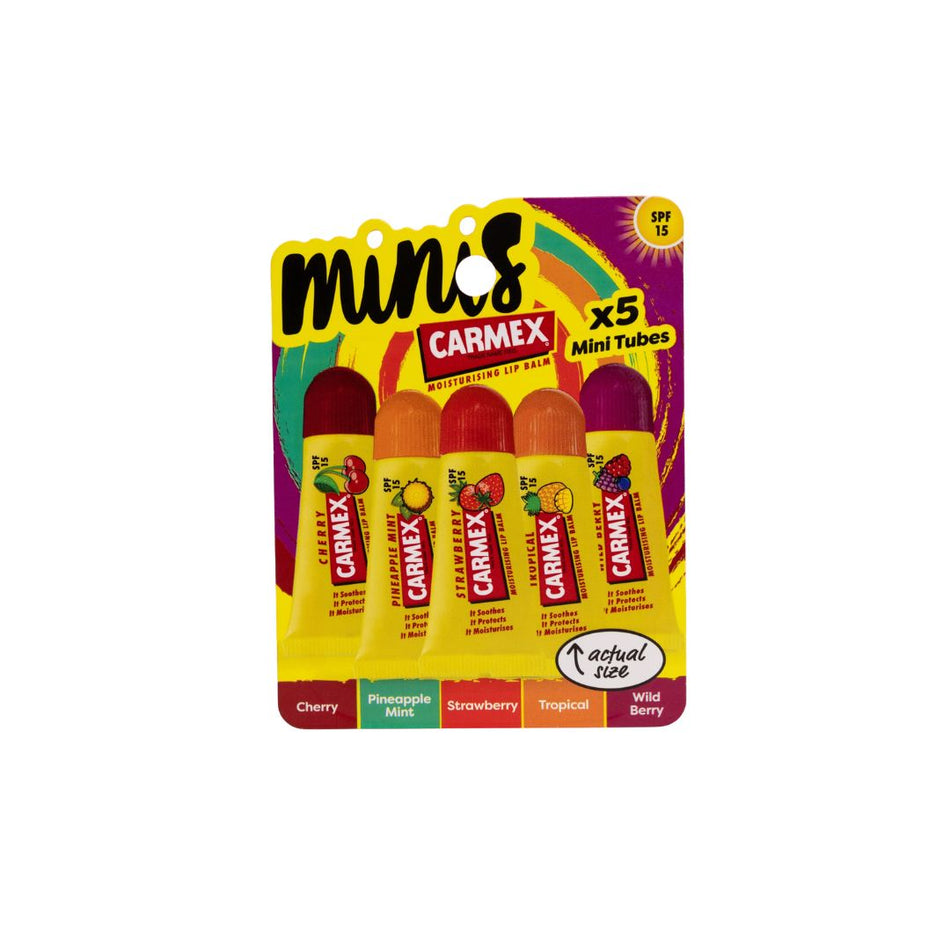 Carmex Minis Lip Balm 5 Pack on a white background