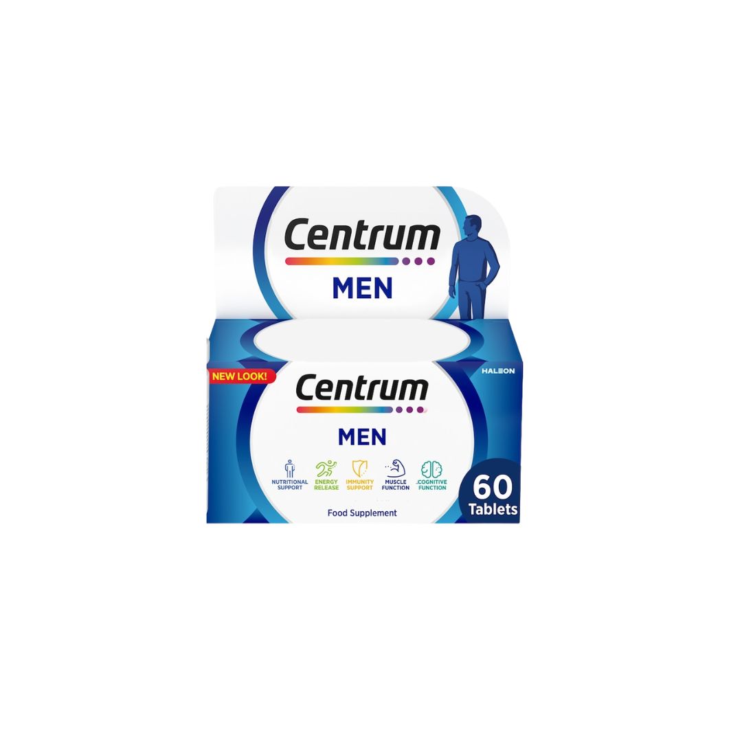 Centrum Men Multivitamin packaging from the front on a white background