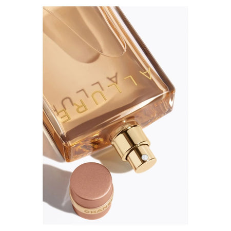 Chanel Allure Eau De Parfum 100ml with cap off and on a white background