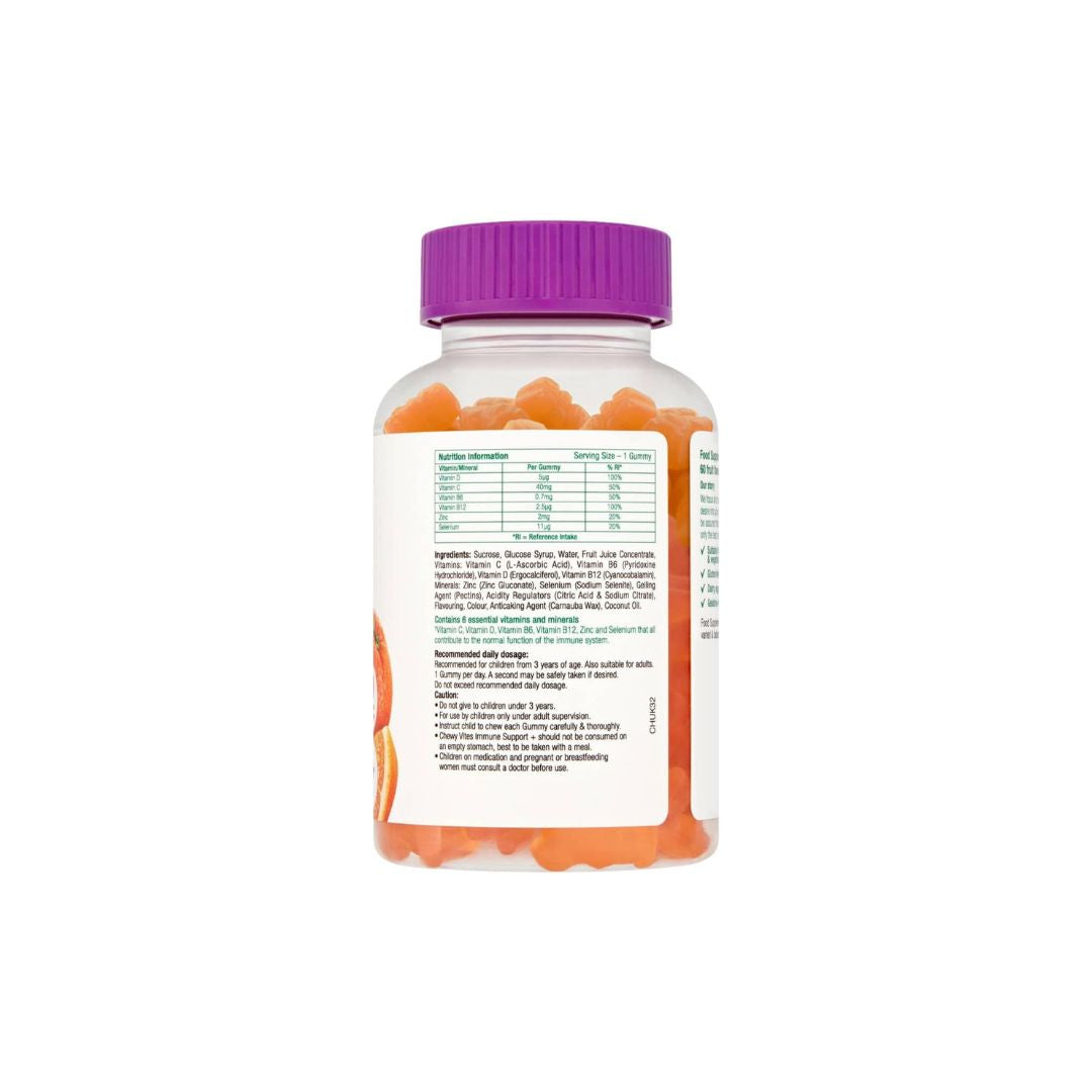 Chewy Vites Kids Immune Support Gummies bottle from rear side on white background