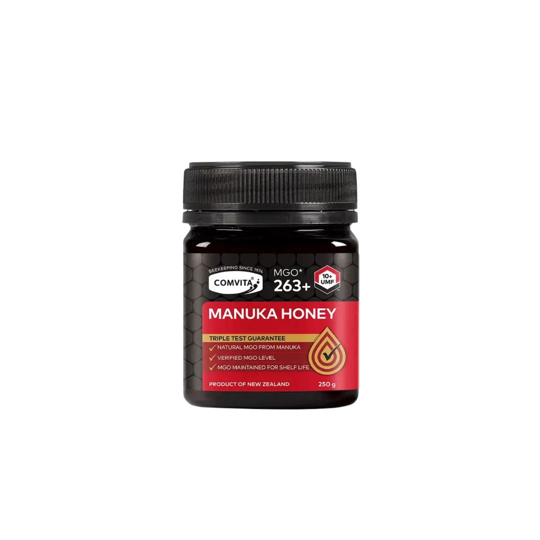 Comvita Manuka Honey MGO 263+ container on a white background