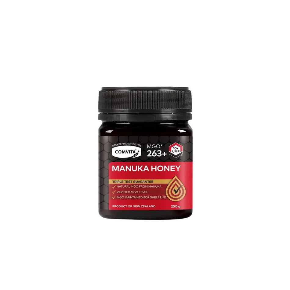 Comvita Manuka Honey MGO 263+ container on a white background