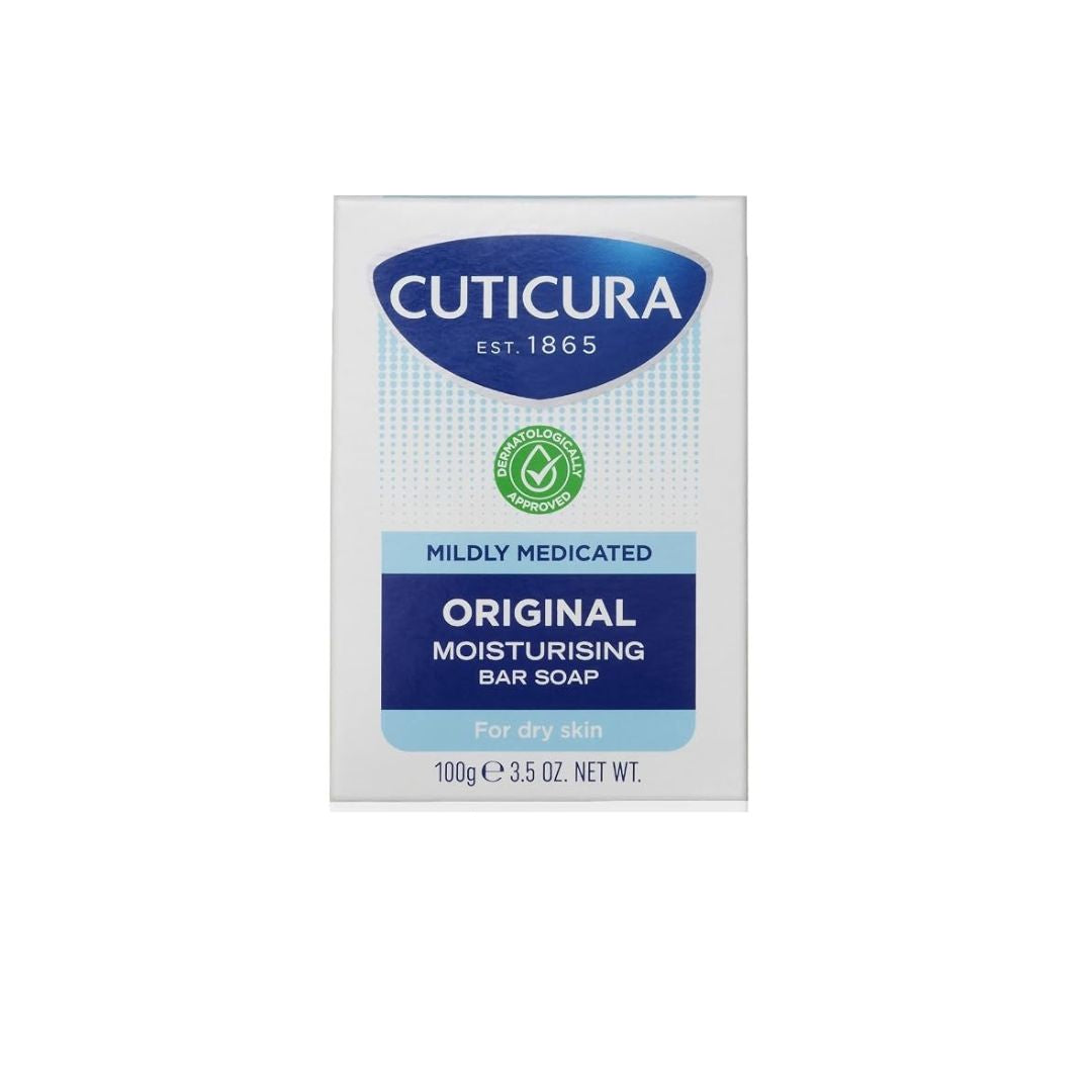 Cuticura Mildly Medicated Bar Soap 100g on a white background