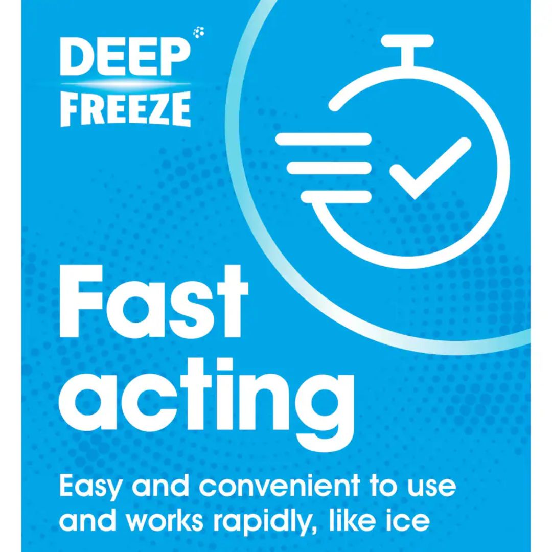 Deep Freeze Cold Patch 'Fast acting' graphic on a blue background